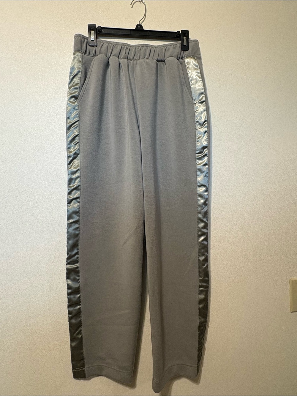 Womanโs Green Track Pants with Satin Side Stripe